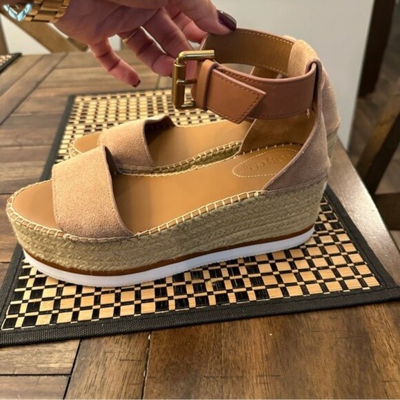 See by Chloé Glyn Platform Espadrille Wedge Sandals Women’s Size 7 - Picture 2 of 13